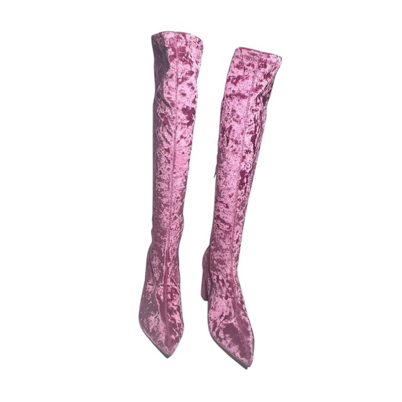 NEW Anthropologie x Silent D Komass Pink Crushed Velvet Boots  38 - Picture 7 of 11